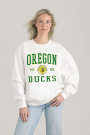 OREGON DUCKS TIMELESS TRIUMPH PREMIUM FLEECE DROP SHOULDER CREWNECK PULLOVER