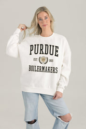 PURDUE BOILERMAKERS TIMELESS TRIUMPH PREMIUM FLEECE DROP SHOULDER CREWNECK PULLOVER