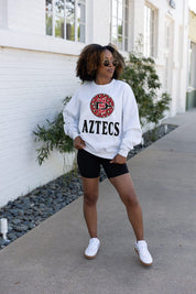 Ash Grey San Diego State Aztecs Going Wild Fleece Drop-Shoulder Pullover - Casual Street Style Look | Gameday Couture - SOHO