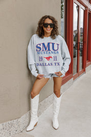 SMU MUSTANGS ALLEGIANCE PREMIUM FLEECE DROP SHOULDER CREWNECK PULLOVER