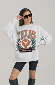 TEXAS LONGHORNS HERITAGE PREMIUM FLEECE DROP SHOULDER CREWNECK PULLOVER