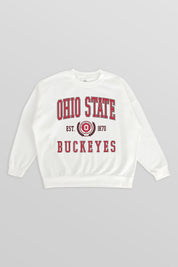 OHIO STATE BUCKEYES TIMELESS TRIUMPH PREMIUM FLEECE DROP SHOULDER CREWNECK PULLOVER