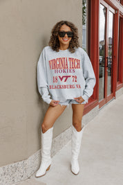 Ash Grey VIRGINIA TECH HOKIES Allegiance Fleece Drop-Shoulder Pullover - Front View | Gameday Couture - SOHO