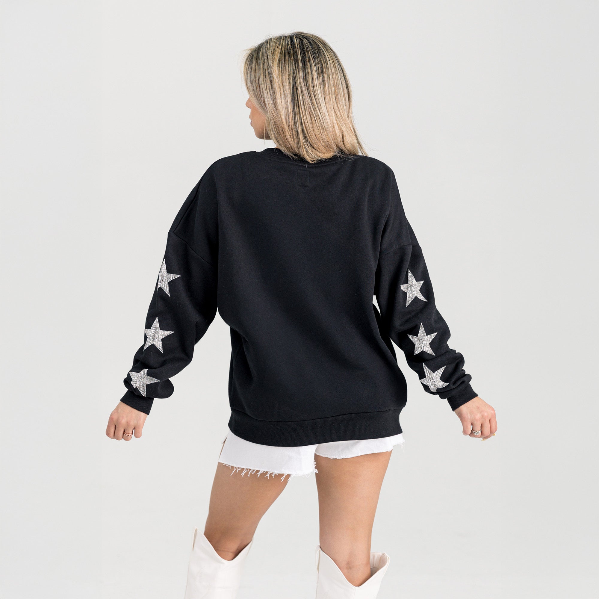 HOUSTON TEXANS PURE VICTORY STAR EMBELLISHED CREW SWEATSHIRT