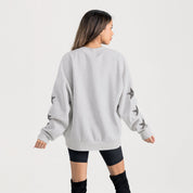 HOUSTON COUGARS PENNANT PRIDE EMBELLISHED STAR SLEEVE CREWNECK PULLOVER