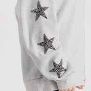 HOUSTON COUGARS PENNANT PRIDE EMBELLISHED STAR SLEEVE CREWNECK PULLOVER