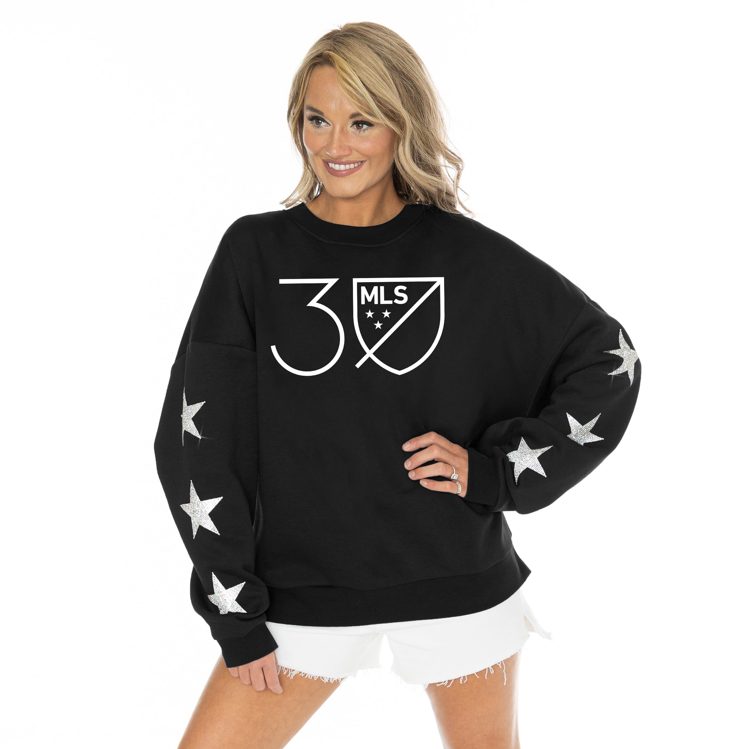 MAJOR LEAGUE SOCCER MLS 30 EMBELLISHED STAR SLEEVE CREWNECK PULLOVER