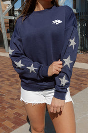 Navy NEVADA WOLF PACK Embellished Star Sleeve Detail - Close Up | Gameday Couture - SOHO