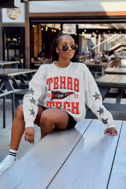 TEXAS TECH RED RAIDERS PENNANT PRIDE EMBELLISHED STAR SLEEVE CREWNECK PULLOVER