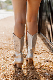 Silver Desert Dusk Western Boots - Back View Walking | Gameday Couture - SOHO