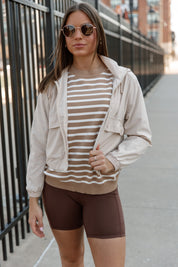 Stone Breezy Bliss Jacket - Front Detail Close Up | Gameday Couture - SOHO