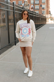 Cream Baseball Babe Graphic Pullover - Styled Street Look | Gameday Couture - SOHO
