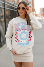 Cream Baseball Babe Graphic Pullover - Portrait Shot On Model | Gameday Couture - SOHO