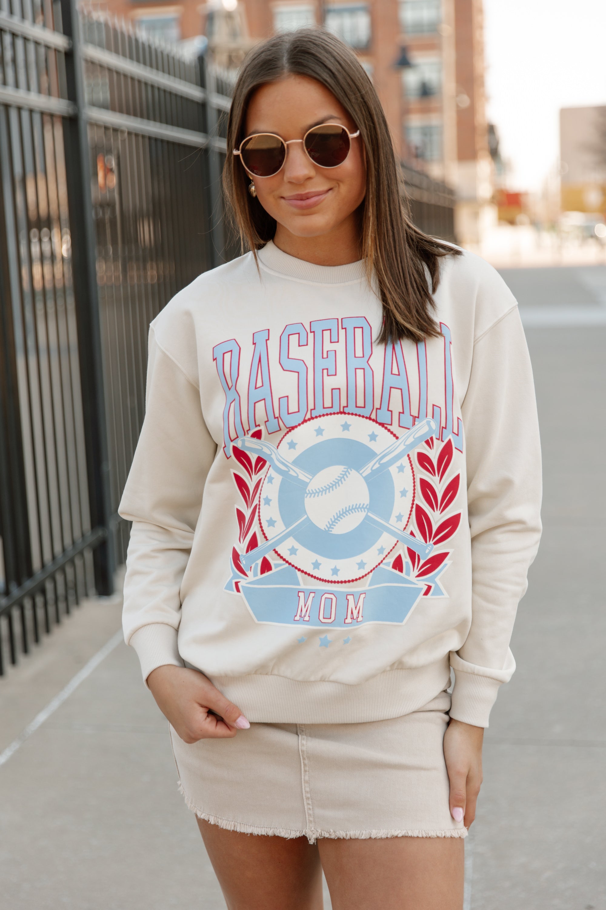Cream Baseball Babe Graphic Pullover - Casual Street Style | Gameday Couture - SOHO