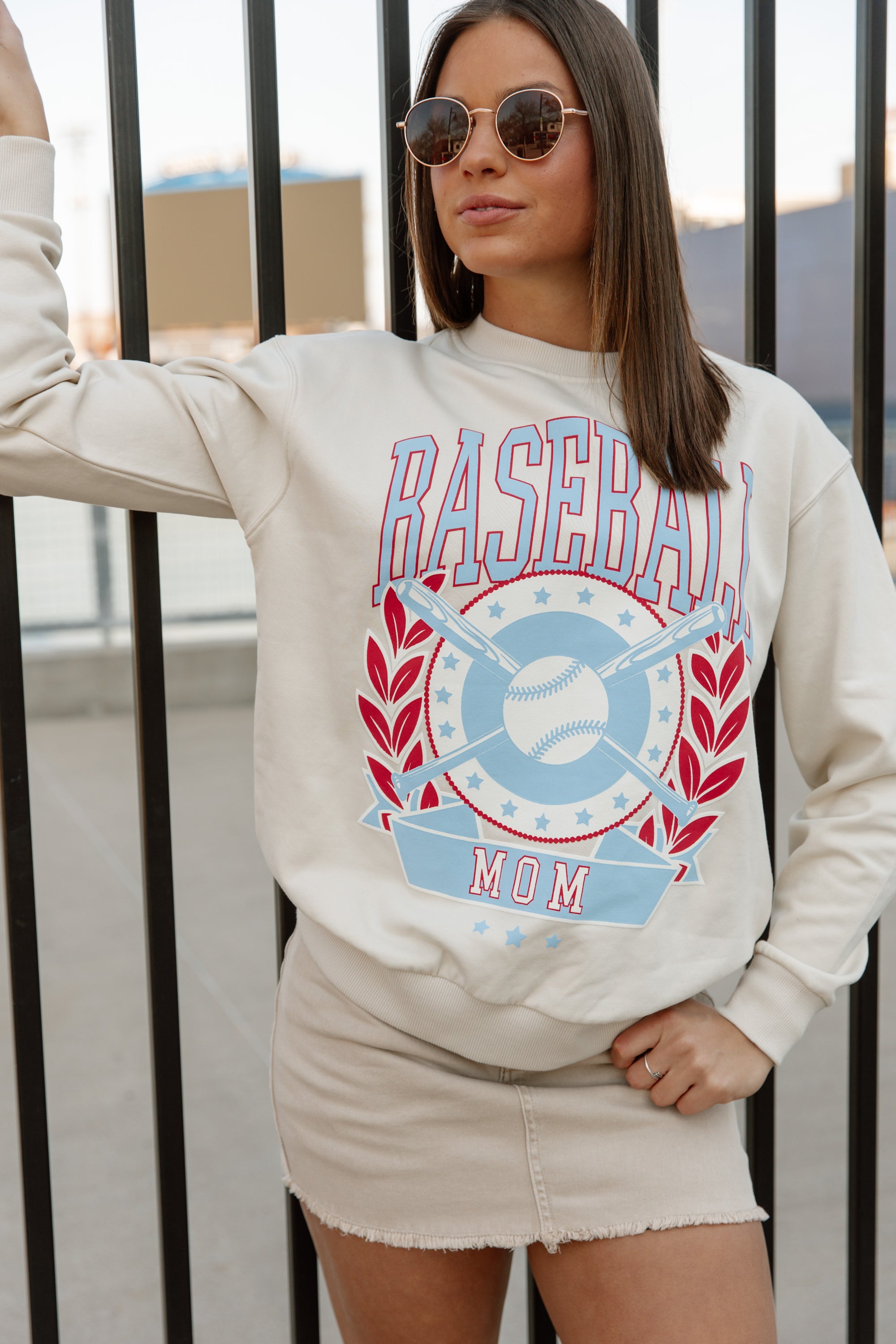 Cream Baseball Babe Graphic Pullover - Graphic Detail Close-Up | Gameday Couture - SOHO