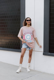 Pink VICTORY VIBES GRAPHIC TEE Baseball Mom - Styled Front View | Gameday Couture - SOHO