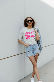 Tan Cotton Dreaming of Baseball Classic Crop Tee - Styled Look | Gameday Couture - SOHO