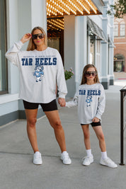 NORTH CAROLINA TAR HEELS BIG GOALS KIDS DROP SHOULDER LONG SLEEVE TEE WITH RIBBED NECKLINE AND CUFFS
