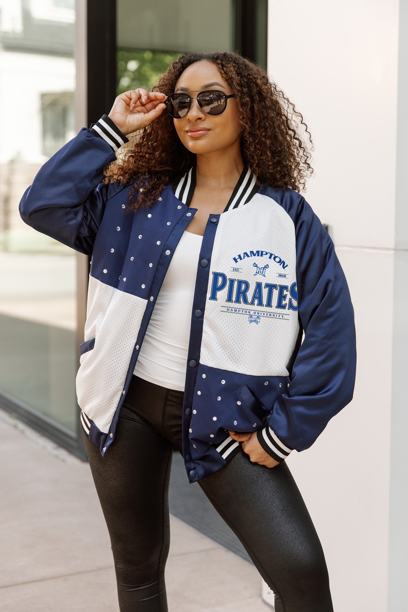 HAMPTON PIRATES INNER DRIVE THROWBACK VARSITY BOMBER JACKET
