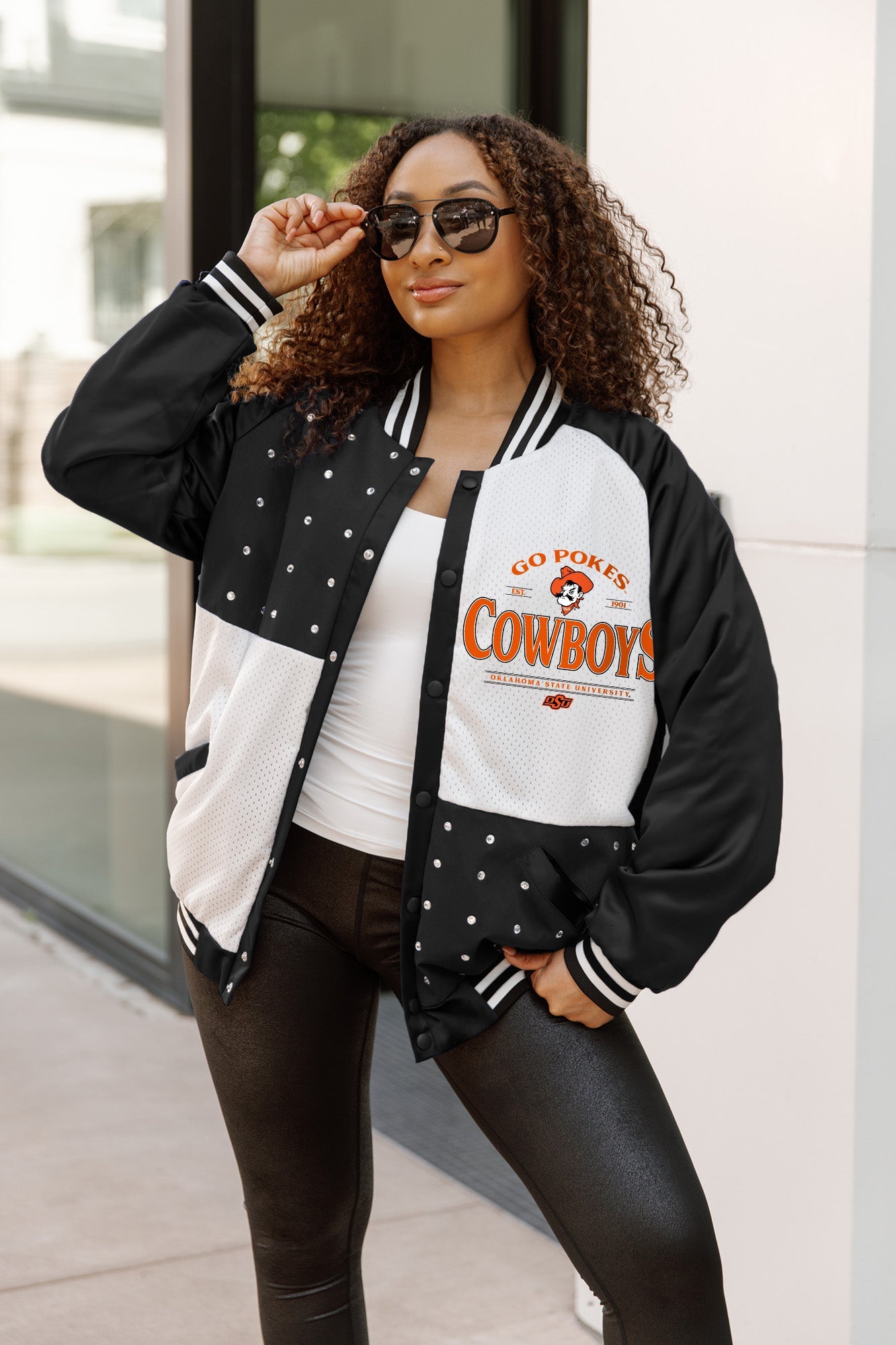 OKLAHOMA STATE COWBOYS INNER DRIVE THROWBACK VARSITY BOMBER JACKET