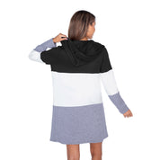 RIDER BRONCOS INSIGNIA WOMEN'S LIGHTWEIGHT LONG SLEEVE HOODED CARDIGAN WITH OPEN FRONT AND BOLD COLORBLOCK DETAIL