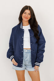 PENN STATE NITTANY LIONS CHAMPION'S CLUB SPORT STRIPE VARSITY JACKET BY MADI PREWETT TROUTT