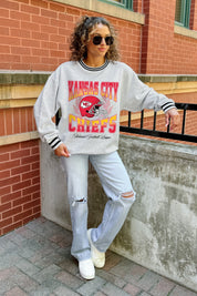 KANSAS CITY CHIEFS FADE ROUTE CREW FLEECE RINGER SWEATSHIRT