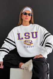 LSU TIGERS STADIUM STRIPES STRIPE SLEEVE CREWNECK SWEATSHIRT