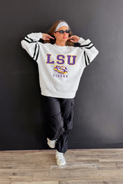 LSU TIGERS STADIUM STRIPES STRIPE SLEEVE CREWNECK SWEATSHIRT