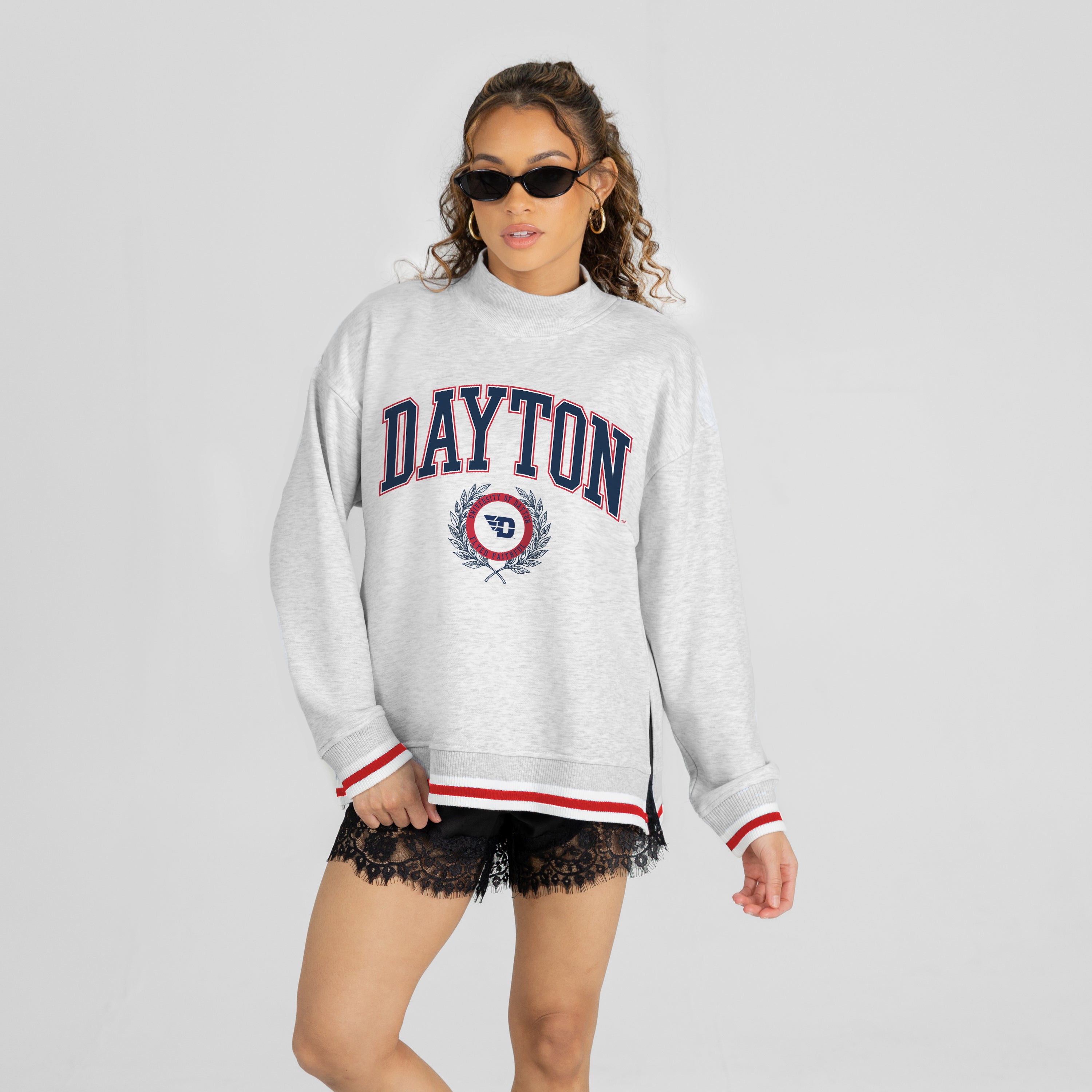 DAYTON FLYERS RALLY POINT CONTRAST MOCKNECK PULLOVER