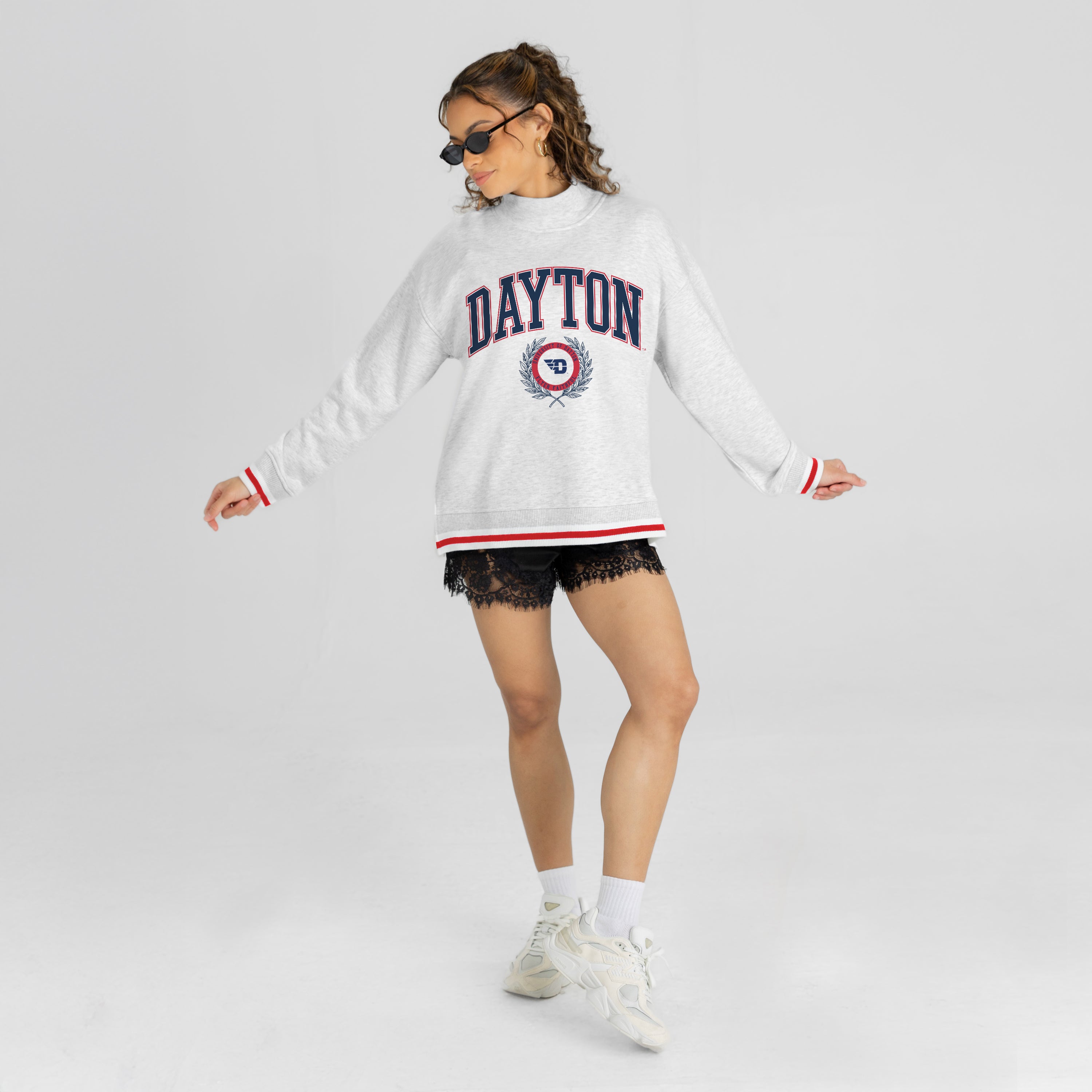 DAYTON FLYERS RALLY POINT CONTRAST MOCKNECK PULLOVER