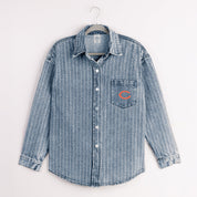 CHICAGO BEARS STYLES THE LIMIT MICRO-RHINESTONE DENIM OVERSHIRT