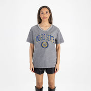 ANGELO STATE RAMS ICONIC EDGE RHINESTONE TRIM V-NECK TEE