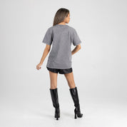 VANDERBILT COMMODORES ICONIC EDGE RHINESTONE TRIM V-NECK TEE