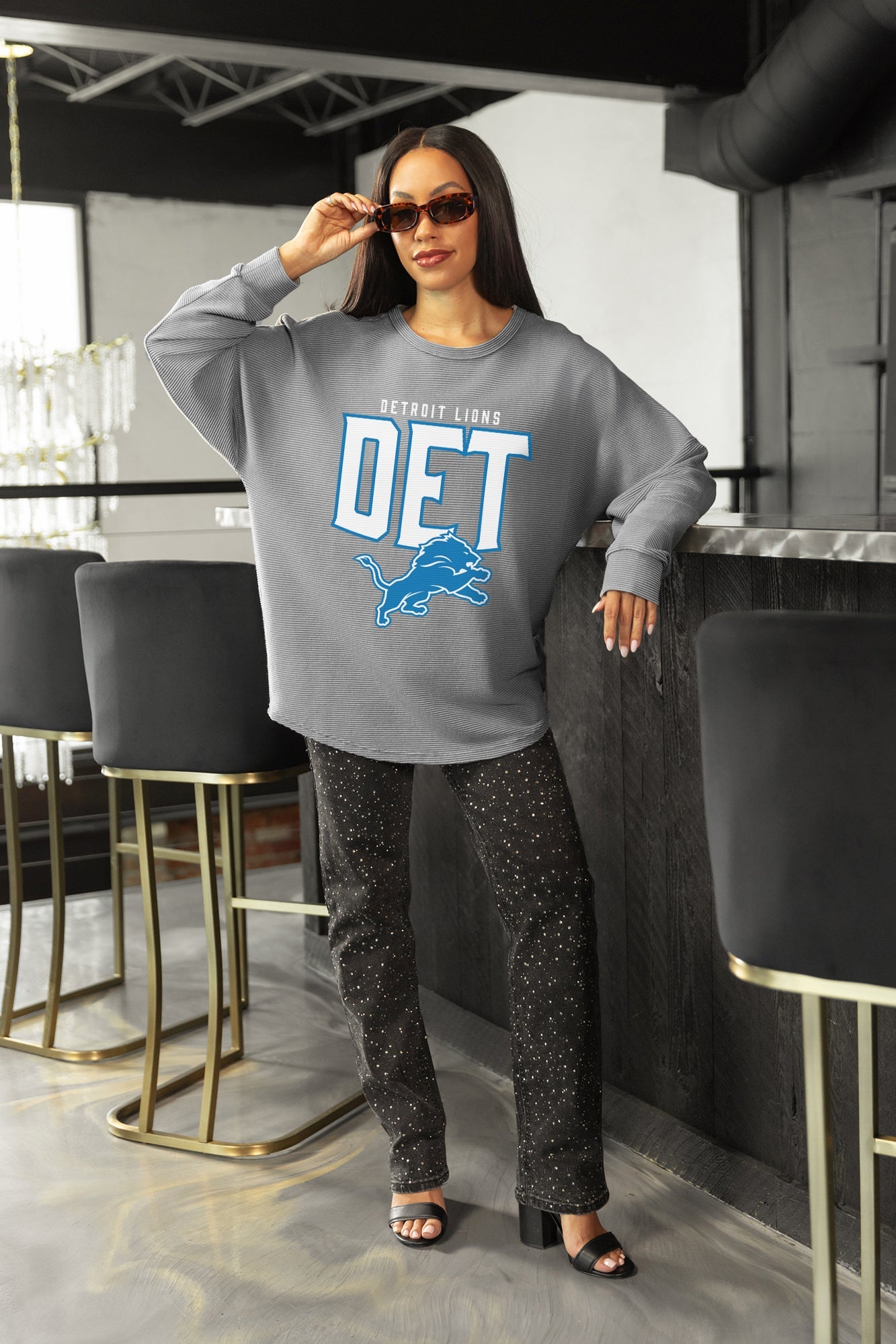DETROIT LIONS PURE MOTION VINTAGE WASH CORDED PULLOVER