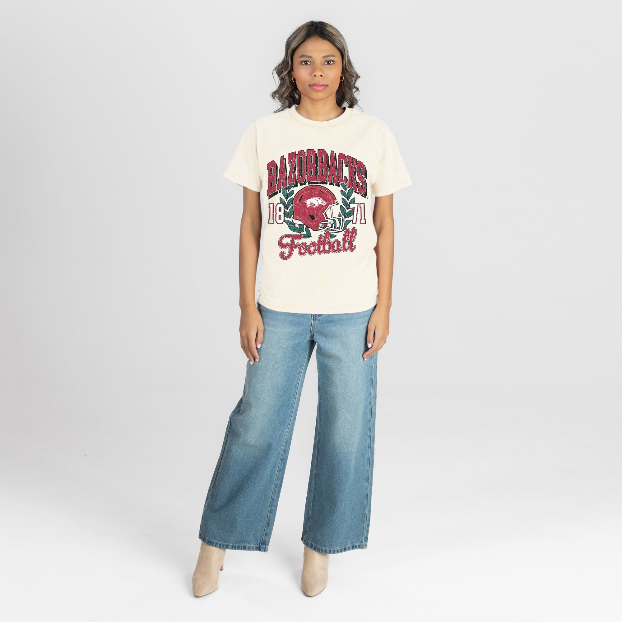 ARKANSAS RAZORBACKS RAISED ON VICTORY CLASSIC FIT COTTON BLEND CREWNECK TEE