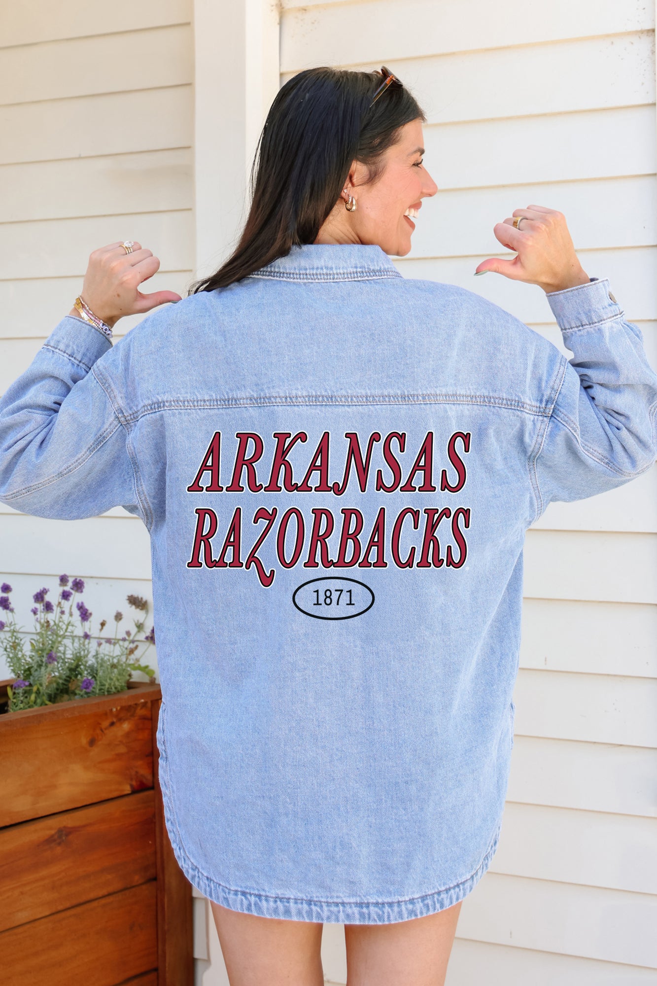 ARKANSAS RAZORBACKS OVERSIZED DENIM JACKET