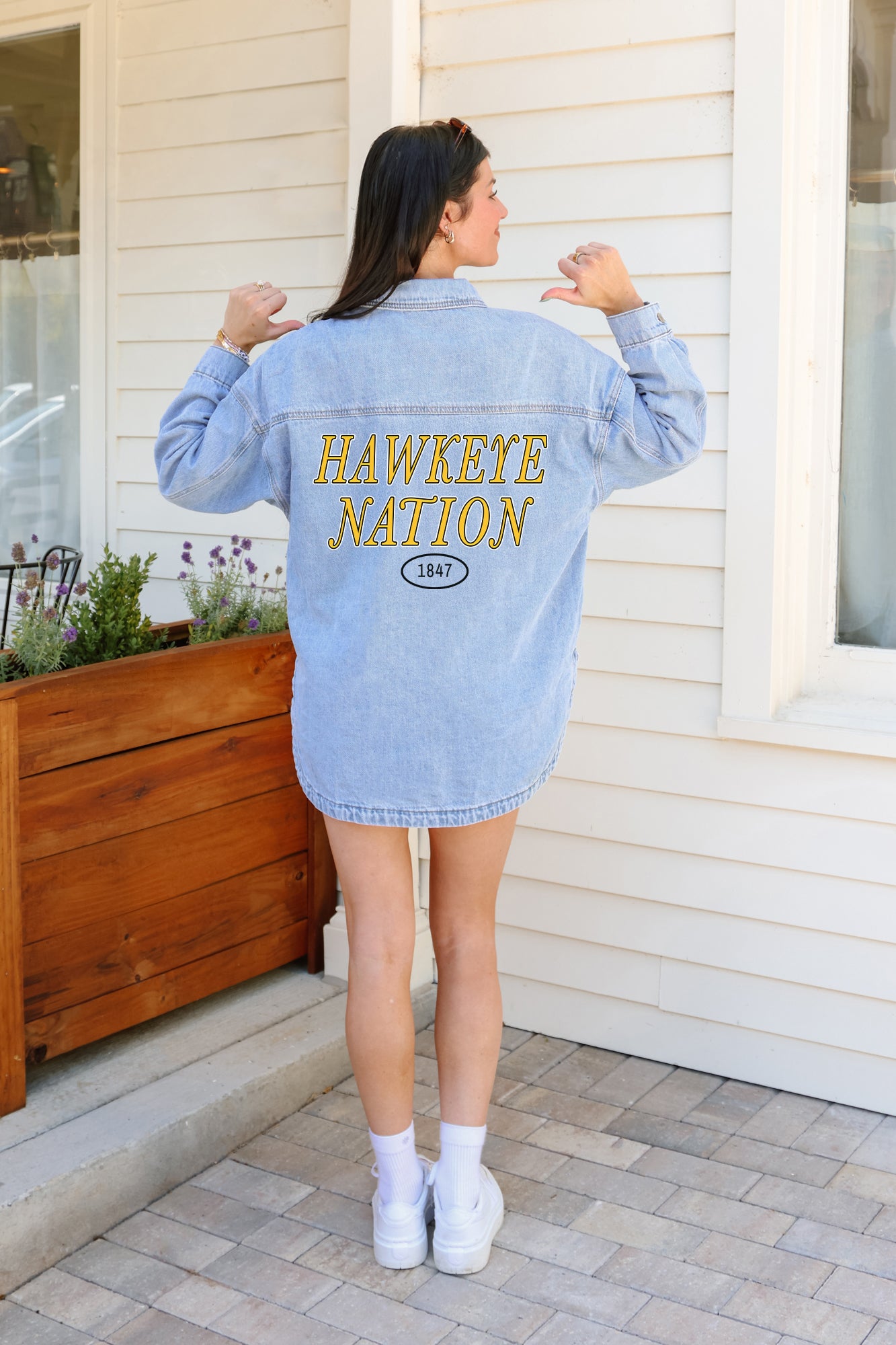 IOWA HAWKEYES OVERSIZED DENIM JACKET