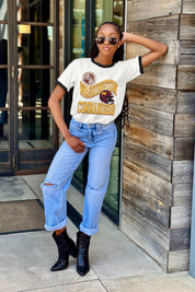WASHINGTON COMMANDERS HARD EARNED VINTAGE RINGER TEE