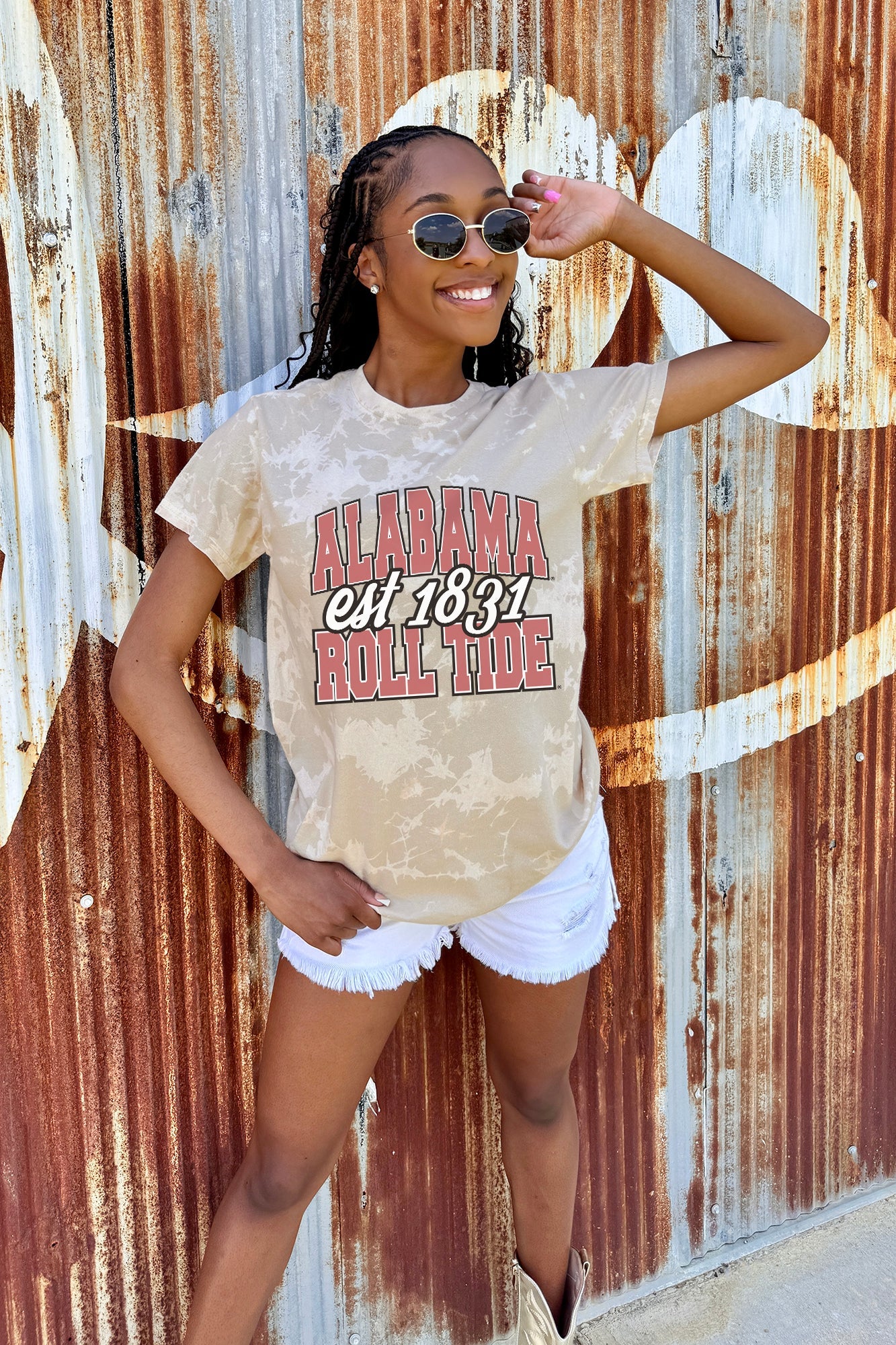ALABAMA CRIMSON TIDE DEEP ROOTS BLEACH WASH TEE