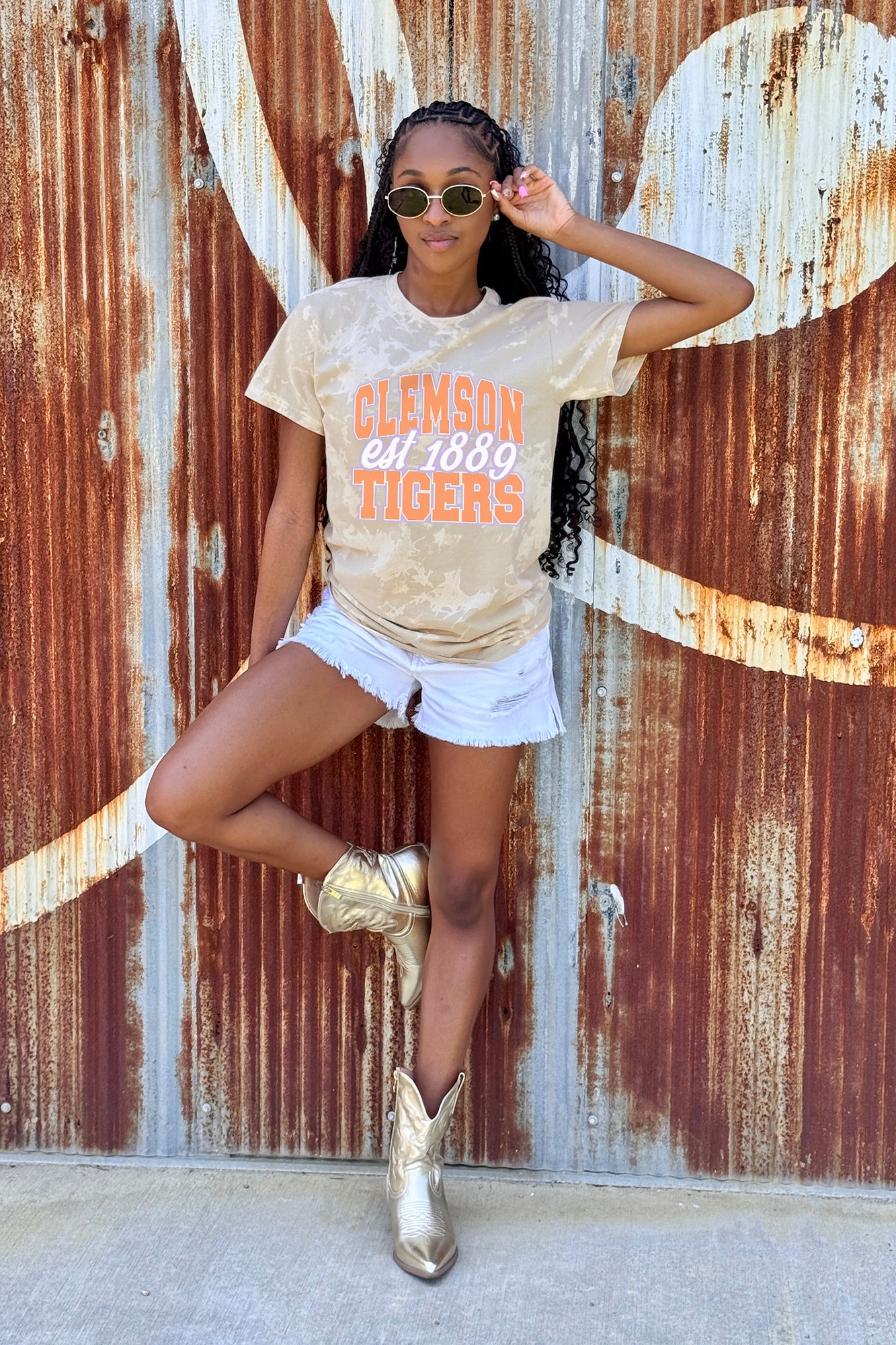 CLEMSON TIGERS DEEP ROOTS BLEACH WASH TEE