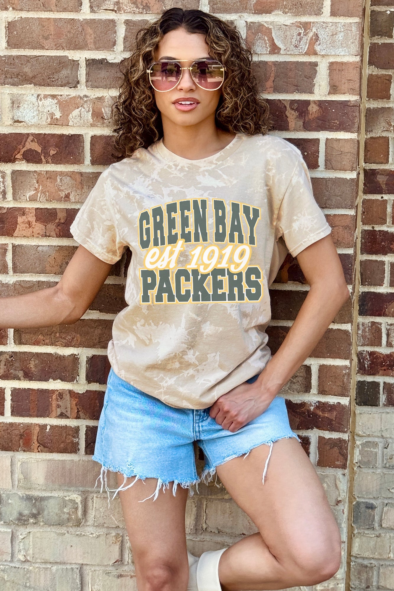 GREEN BAY PACKERS DEEP ROOTS BLEACH WASH TEE