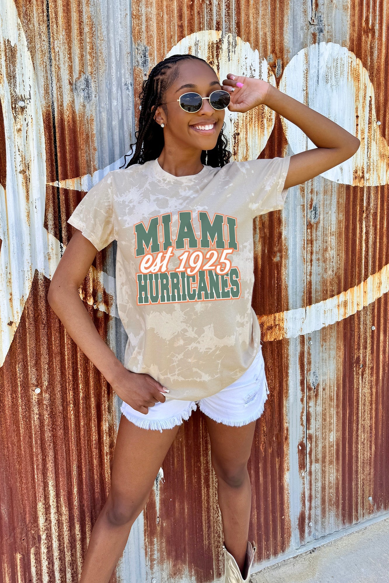MIAMI HURRICANES DEEP ROOTS BLEACH WASH TEE