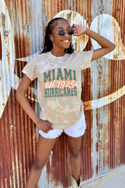 MIAMI HURRICANES DEEP ROOTS BLEACH WASH TEE