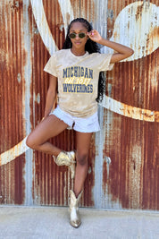 MICHIGAN WOLVERINES DEEP ROOTS BLEACH WASH TEE