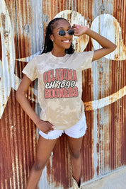 OKLAHOMA SOONERS DEEP ROOTS BLEACH WASH TEE