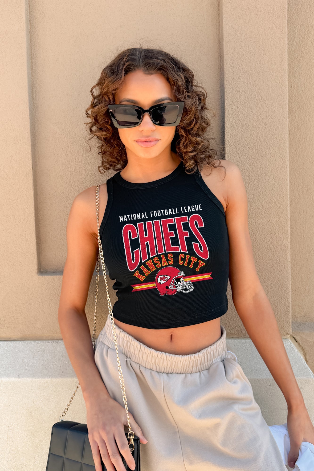 KANSAS CITY CHIEFS MIC DROP ESSENTIAL RIBBED CROP TANK