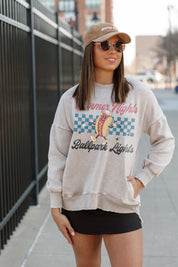 NIGHTS AT THE BALL PARK VINTAGE WASHED POCKET SWEATSHIRT