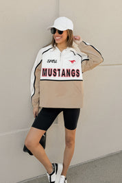 SMU MUSTANGS PLAY IT COOL COLORBLOCK WINDBREAKER QUARTERZIP JACKET