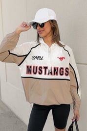 SMU MUSTANGS PLAY IT COOL COLORBLOCK WINDBREAKER QUARTERZIP JACKET